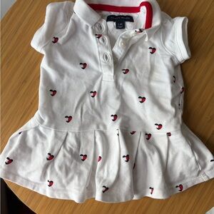 White Kids Polo Dress with Red Accents tommy hilfiger